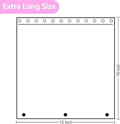 Dreamy Pink Glitter PEVA Shower Curtain Long 78 Length, Waterproof Plastic Sparkle Shower Curtain Liner with 3 Weighted Magnets, 72x78 Shimmery Rose Pink Décor Bathroom Shower Curtain or Liner