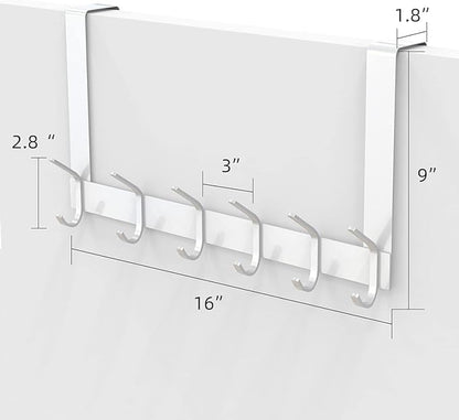 DOKU Over The Door Hook, Heavy Duty Over Door Hanger Holder for Coat Robe Hat Clothe Towels Hanging, Bathroom Organizer Towel Rack 12 Hooks, White