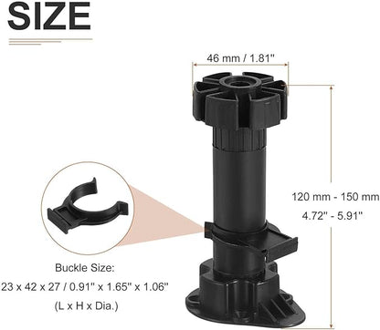 120x46mm(LxW) Adjustable Leveling Feet - 8Pack- Good for Furniture - Leveler Support Frame Replacement Legs - Black