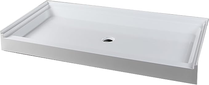 Westbrass SP6036WB-26 60" x 36" 3-Wall Shower Pan with Solid Brass Center Drain and 4-1/4" Cross Grid Brass Drain Cover, Polished Chrome