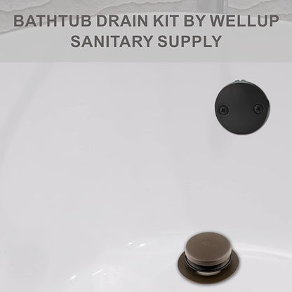 Bronze Tip Toe Bathtub Tub Drain Conversion Kit Assembly, Wellup Tub Drain Trim Kit with Two Hole Overflow Faceplate, Oil Rubbed Bronze