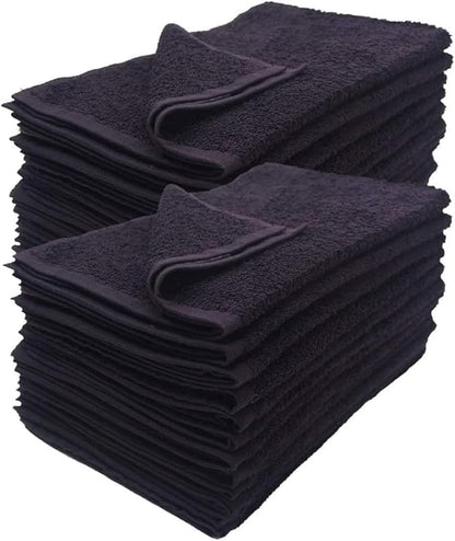 Simpli-Magic Cotton Hand Towels, 16"x27", Black, Not Bleach Proof, 12 Count