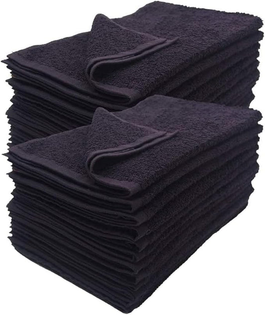 Simpli-Magic Cotton Hand Towels, 16"x27", Black, Not Bleach Proof, 12 Count