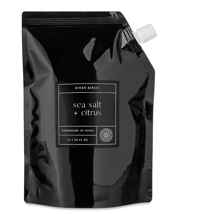 River Birch Sea Salt + Citrus Scented Natural Hand Soap Refill - Handmade Moisturizing Hand Wash Luxury Scented Hydrating Soap - Vegan and Non-Toxic - 32 Fl Oz