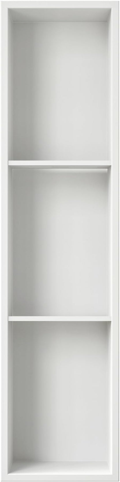 Neodrain 8X36 Inch White Three Layers Stainless Steel Shower Niche, NO Tile Needed Recessed Niche Shelf for Bathroom Storage, 3-Tier Recessed Built-in Wall Niche