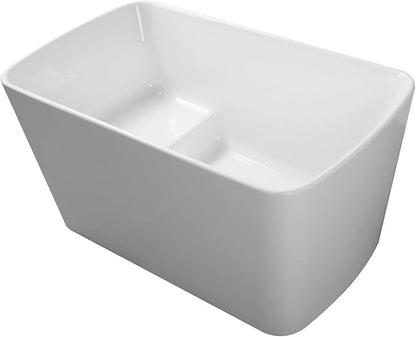 49" Acrylic Freestanding Bathtub - Japanese Square Soaking Tub with Built-in Seat, Toe-Tap Drain & Overflow, Glossy White, Compact Space-Saving Bath for Bathrooms
