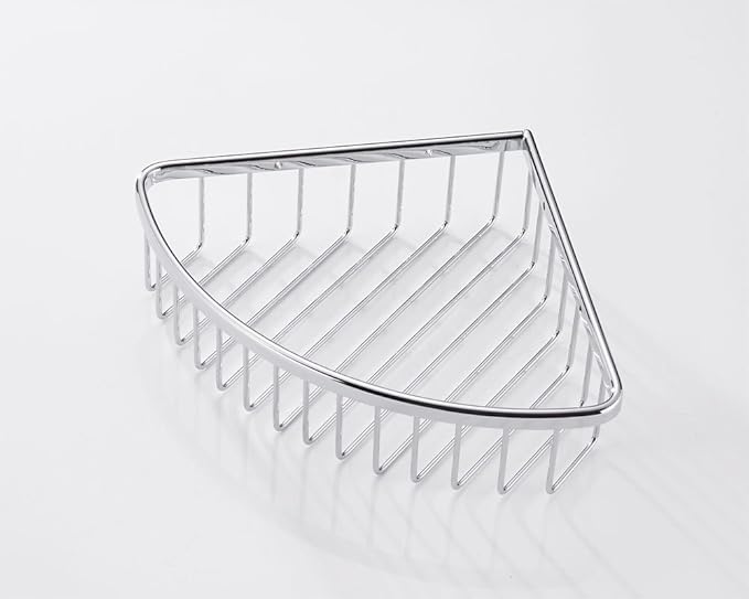 Corner Shower Caddy,Chrome Corner Shower Basket,Wall Mounted Bathroom Soap Holder & Shampoo Shelf,Solid Brass Wire Basket Soap Dish for Inside Shower,Polished Chrome