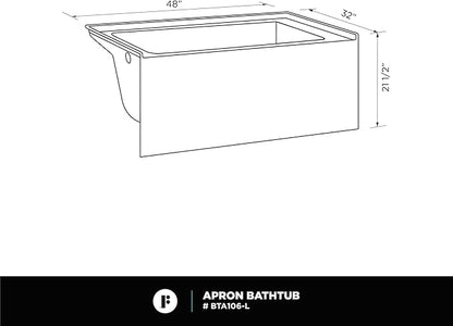 Fine Fixtures Acrylic, Fiberglass Alcove Soaking Bathtub with Integral Apron Front - Drain Included (48" x 32", Left Hand, White)
