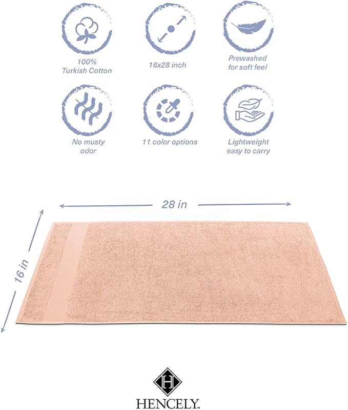 Hencely Luxury Hand Towel - Set of 2 (16x28 Inches) - Soft Turkish Cotton, Absorbent, Quick-Drying Face, Body, Kitchen, and Bathroom Towel (Hand Towels 2 Pack, Peach)