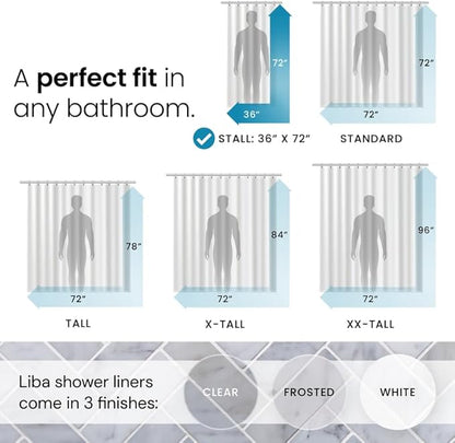 LiBa Waterproof Plastic Shower Curtain - Bathroom Shower Curtain Premium PEVA Non-Toxic with Rust Proof Grommets Frosted 8G Bathroom Accessories 36x72 - Frosted