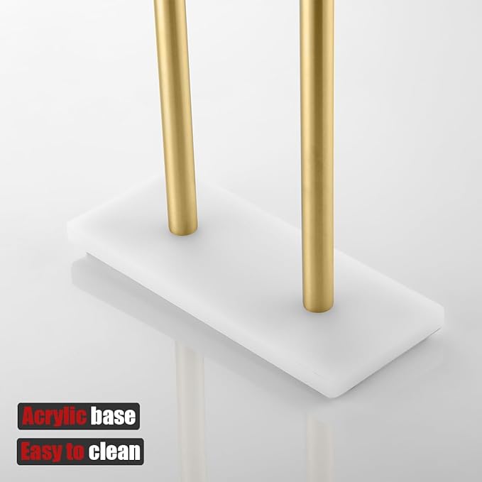 JQK Bath Towel Bar Free Standing Gold, 30 Inch Stand Double Towel Rack Holder Shelf for Bathroom Floor, Brushed Gold, BTH120L30-WG
