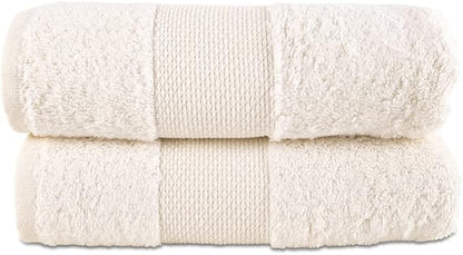 Hencely Luxury Hand Towel - Set of 2 (16x28 Inches) - Soft Turkish Cotton, Absorbent, Quick-Drying Face, Body, Kitchen, and Bathroom Towel (Hand Towels 2 Pack, Ivory)