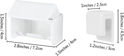 Toothbrush Holder Wall Mounted with Cover for Bathroom, 2 Slots Toothbrush Storage Organizer for Shower, Self Adhesive Toothbrush Hanger with Toothpaste Clip