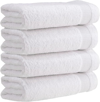 HALLEY Turkish Cotton Towels (Pack of 4) Bath Towels Super Soft Highly Absorbent 100% Cotton Towels for Bathroom and Kitchen for Mother’s Day (White)