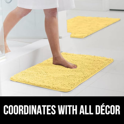 GORILLA GRIP Bath Rug Mat 36x24, Thick Soft Absorbent Chenille, Quick Dry Microfiber Mats, Rubber Backing Washable Shower Floor Rugs, Bathmat Runner, US Designed Bathroom Home Decor Accessories Yellow