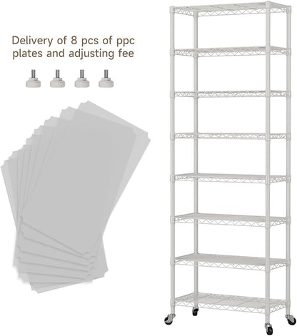 8 Tier Adjustable Storage Shelves Heavy Duty Metal Shelf Wire Shelving Unit Organizer Rack for Home Kitchen Office Pantry Room Bathroom Shelving Organizers and Storage Laundry