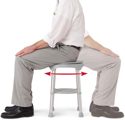 Medline Durable Aluminum Frame, Round Swivel Shower Stool, Gray, Supports up to 300lbs.