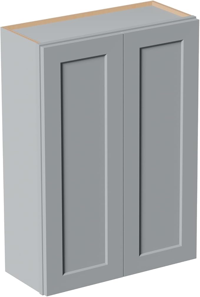 30 Inch Laundry Room Cabinets Wall Mounted, Solid Wood Over The Toilet Storage Cabinet, Bathroom Organizer Cabinets with 2 Door & 3 Shelves, Easy to Assemble for Kitchen, Garage - Dark Gray