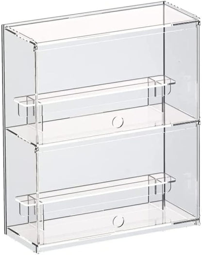 Choowin 2 Layer Clear Acrylic Display Case for Collectibles, Mini Figures, Pop Mart, Labubu, Sonny Angel, Smiski - Assemble Dustproof Acrylic Display Box with Door, Stand (12x4.9x14.4 inch)