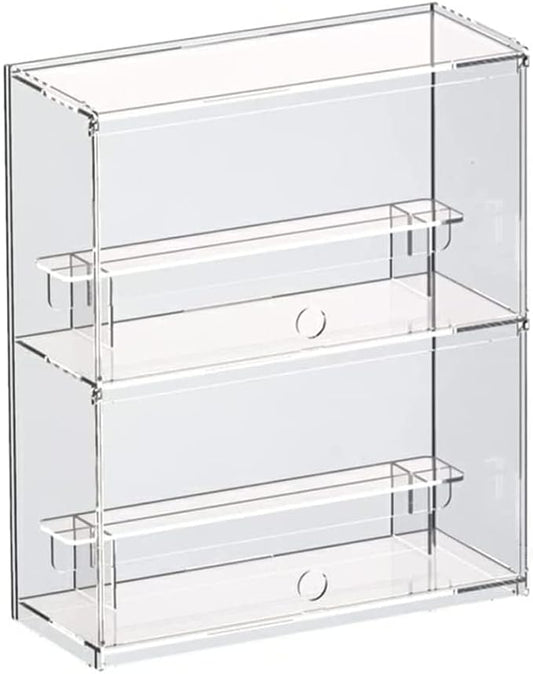 Choowin 2 Layer Clear Acrylic Display Case for Collectibles, Mini Figures, Pop Mart, Labubu, Sonny Angel, Smiski - Assemble Dustproof Acrylic Display Box with Door, Stand (12x4.9x14.4 inch)