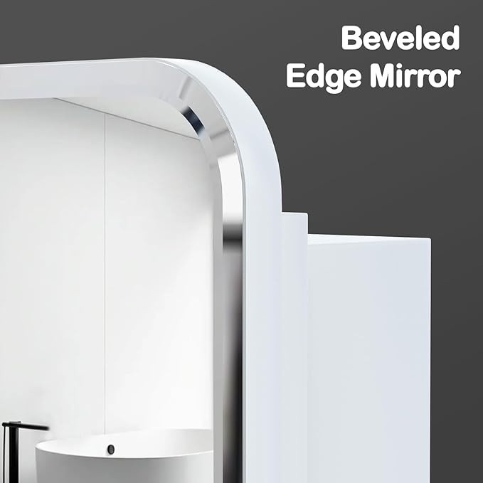 Rectangle Medicine Cabinet with Beveled Edge Mirror, No-Assembly Bathroom Wall Cabinet with Mirror, Adjustable Shelves, Tissue Slot, Recessed or Surface Mount (20" H x 16" W)