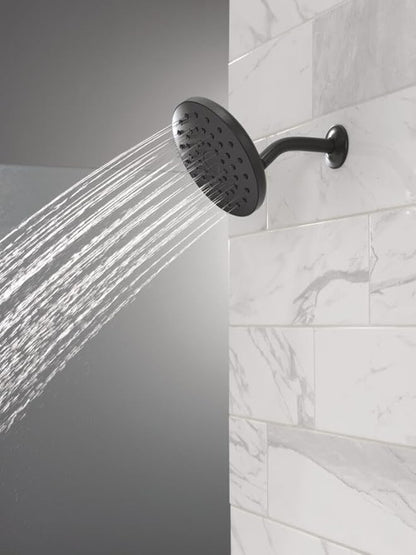 Delta PivotPro Matte Black Rain Showerhead, Single Setting 7 Inch Round Shower Head, Showerheads, 1.75 GPM Flow Rate, Matte Black 75104BL