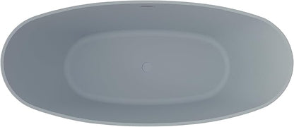 71" Acrylic Freestanding Bathtub, High-back Soaking Tub for Bathroom, Stand Alone Tub, cUPC Certified, Integrated Overflow and Drain, Gloss Grey