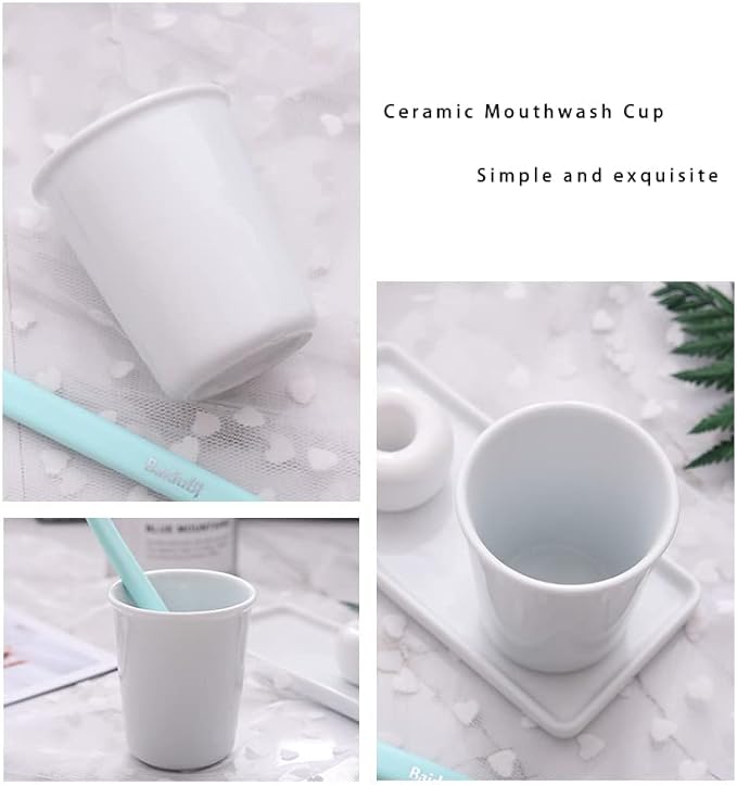 Awhale Ceramic Bathroom Cup 2Pcs, Mouthwash Cups, Toothbrush Holders, 150ml/Pcs (White)
