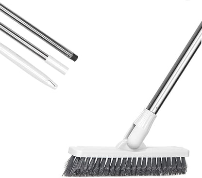 LandHope Grout Brush with Long Handle 50inches Grout Cleaner for Tile Floors Crevice Floor Scrub Brush 120° Rotatable Bathtub Clean Tool Grout Scrubber Indoor Kitchen Shower for Hard to Reach Areas