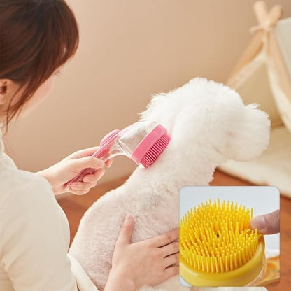 Pet Bath Brush with Silicone Bristles – Grooming Massage Tool with Liquid Dispenser for Wet & Dry Use – Deep Cleaning Portable Brush for Dogs and Cats (Green)