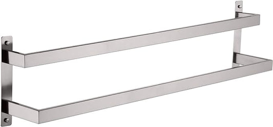 KOKOSIRI Bath Towel Bars 32 Inches Bathroom 2-Tiers Ladder Towel Rails Towel Holders Wall Mounted Towels Shelves Rack Brushed Stainless Steel, B5008BR-L32