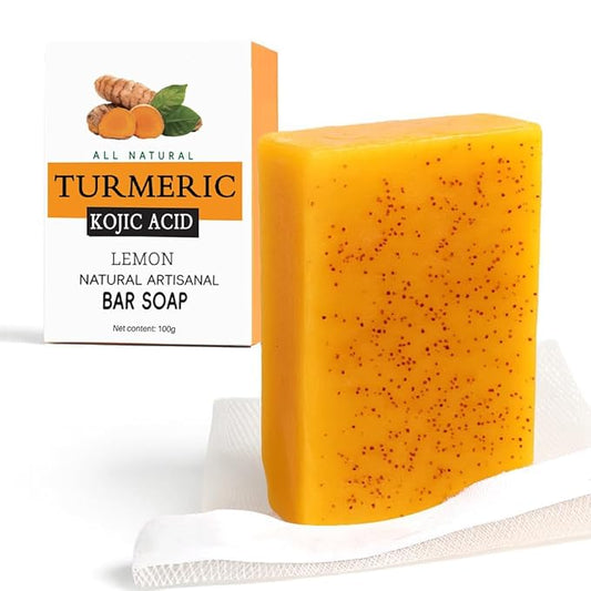 Kojic Acid Soap, Turmeric Soap Bar for Face and Body, Organic Daily Use Skin Care Turmeric Soaps for Women and Men, Gentle Cleansing Suitable for All Skin Types (1pcs)