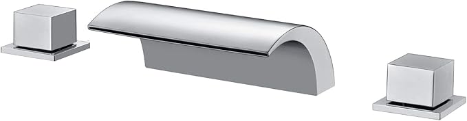 sumerain Deck Mount Tub Faucet, 2 Handle Waterfall Roman Tub Faucet, Chrome Finish