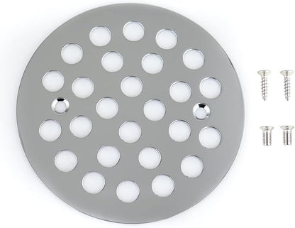 4-1/4 Inch Screw-in Round Floor Drain Cover Replacement Shower Drainer Grates (Chrome)