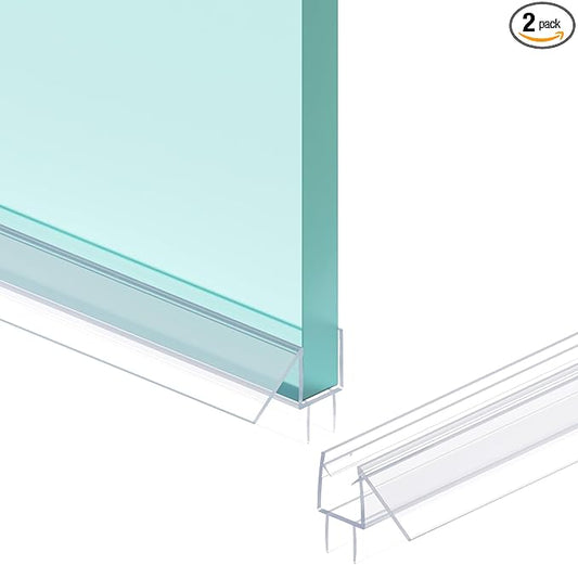 Shower Door Bottom Seal Strip, 2PCS Seal Strip, Ultra Clear PVC, 36" Length, Fits 10mm Thick Glass, Prevents Leaks, Easy Installation, No Adhesive Required (Ultra Clear, 36in for 3/8"(10mm) Door)