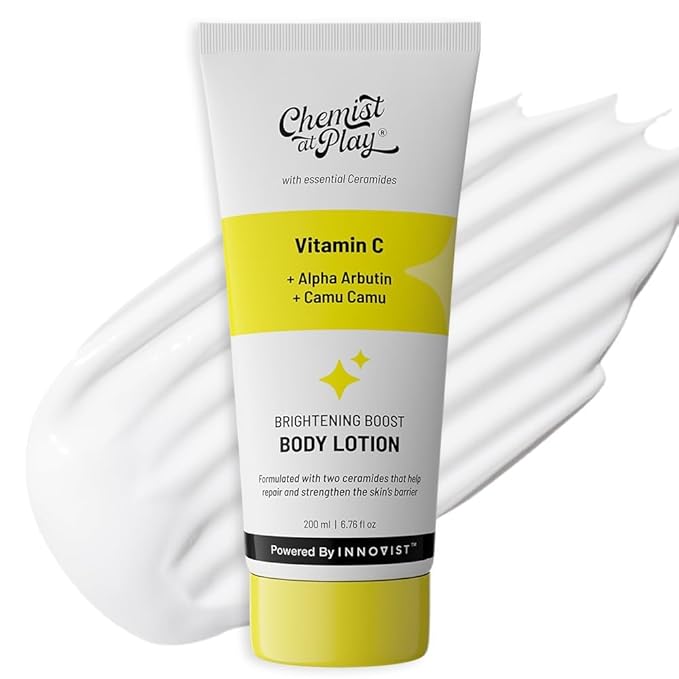 Chemist at Play Brightening Body Lotion with Ceramides | Alpha Arbutin, Camu Camu & Vitamin C | All Skin Types | For Bright, Moisturized & Glowing Skin | 200 ml