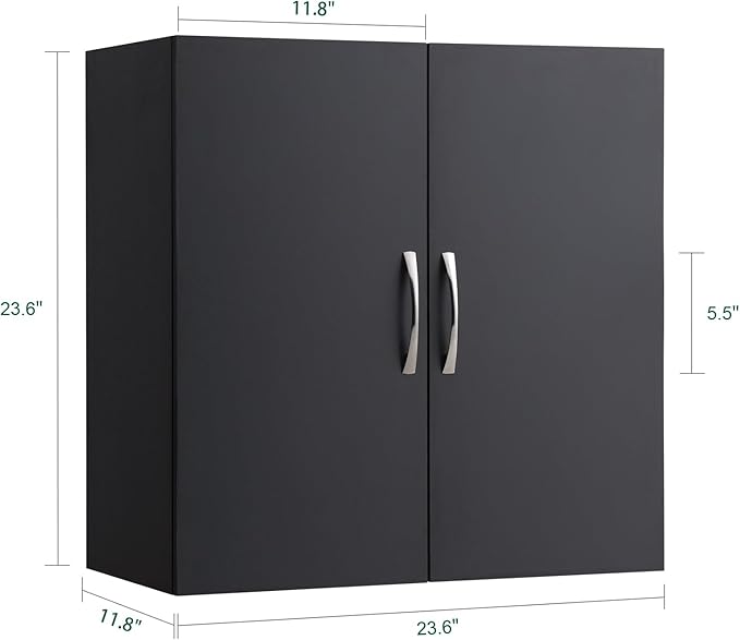 SoBuy Wall Cabinet Laundry Room Kitchen, Over Toilet Storage Cabinet, Medicine Cabinet with Shelf for Bathroom Garage Hallway Entryway, Black BZR200-SCH