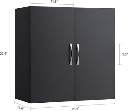 SoBuy Wall Cabinet Laundry Room Kitchen, Over Toilet Storage Cabinet, Medicine Cabinet with Shelf for Bathroom Garage Hallway Entryway, Black BZR200-SCH