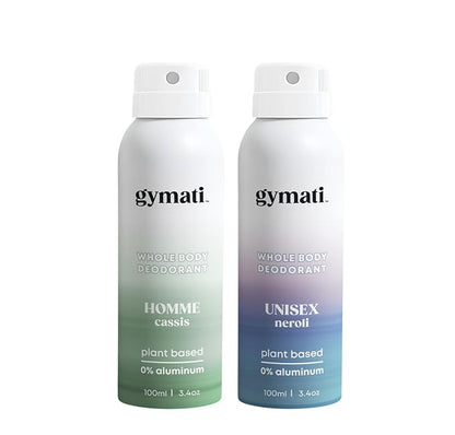 Gymati Fitness Body Deodorant Spray Aluminum Free - Men & Unisex - Pack of 2