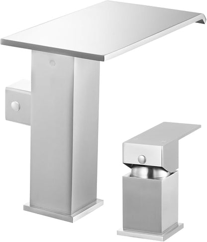 VEVOR Roman Tub Faucet, 3 Hole Waterfall Bathtub Faucet, Roman Bathtub Faucets Set with Shower Head & 1 Handle, Deck Mount Bath Tub Faucets Set for Adult Bathing, Brushed Stainless Steel, Drip-Free