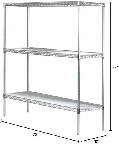 Omega 30" Deep x 72" Wide x 74" High 3 Tier Gray Starter Shelving Unit