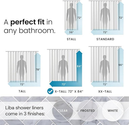 LiBa Bathroom Shower Curtain - Waterproof Plastic Shower Curtain Premium PEVA Non-Toxic with Rust Proof Grommets Clear 10G Heavy Duty Bathroom Accessories 72x84