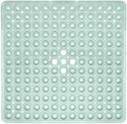 ENKOSI 21 x 21 inch Square Non-Slip Shower Mat – Anti-Slip Shower Mats for Inside Shower – Secure Grip for Shower Stall Floors – Quick-Dry with Drain Holes (21x21 Aqua Green)