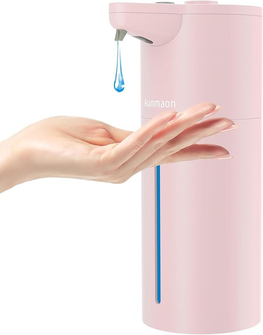 Aunmaon Automatic Soap Dispenser Touchless, Modern, Kitchen & Bathroom, Hands-Free, Adjustable Volume, Long Battery Life, Compatible with Thick & Thin Soap, Easy for Toddlers, Clog-Free, Pink