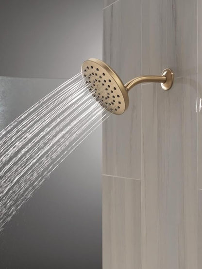 Delta PivotPro Brushed Gold Rain Showerhead, Single Setting 7 Inch Round Shower Head, Showerheads, 1.75 GPM Flow Rate, Champagne Bronze 75104CZ