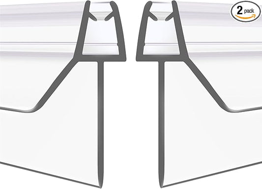 2-Pack Frameless Shower Door Bottom Seal (1/4'' X 39'') Clear Glass Shower Door Sweep Strip can Covers up to 23mm Gap - Stop Leaks