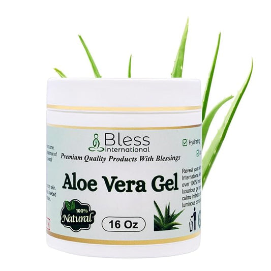 Bless International-Organic-Aloe-Vera-Gel 96%-Pure-Freshly-Made-Within-12-Hours-Of-Harvest Perfect-For-Face-Body-Scalp-&-Hair-Hydration Soothing-Moisturizer-For-Sunburn-And-After-Sun-Care-16-oz