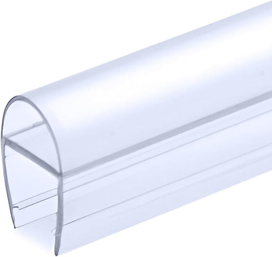 1/4" (6mm) Frameless Shower Door Seal – U-Type 8 ft. (2.44M) Ultra-Clear Bottom & Side Drip Rail Sweep Strip, 1 Piece for Leak Protection, Water Control & Easy DIY Installation
