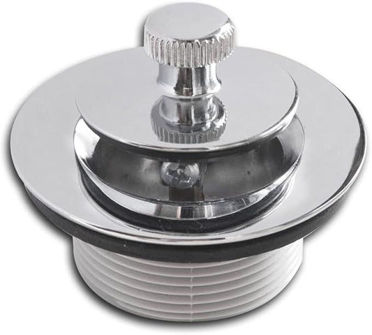 Lift and Turn Bathtub Drain Stopper with ABS Plastic Bushing, Fits in 1-1/2 Inch or 1-3/8 Inch Inner Bathtub Shoe, Easy to Install, Plated Chrome