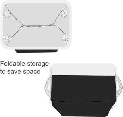 TheWarmHome Storage Bins for Shelves - 1 Pack 15.7x11.8x8.3 inch Canvas Storage Basket for Organizing Cubes Gift Dog Cloth Toy (White & Black)